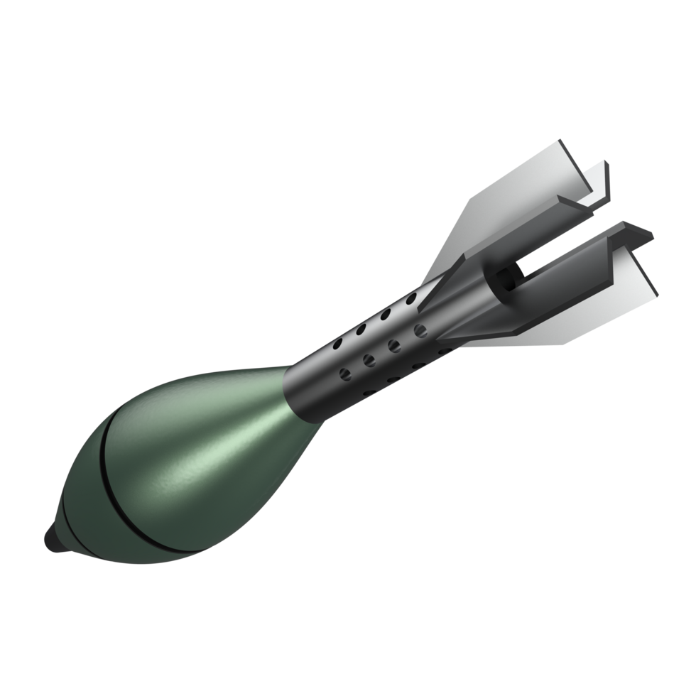 Mortier raket explosief geïsoleerd Aan achtergrond. 3d renderen - illustratie png