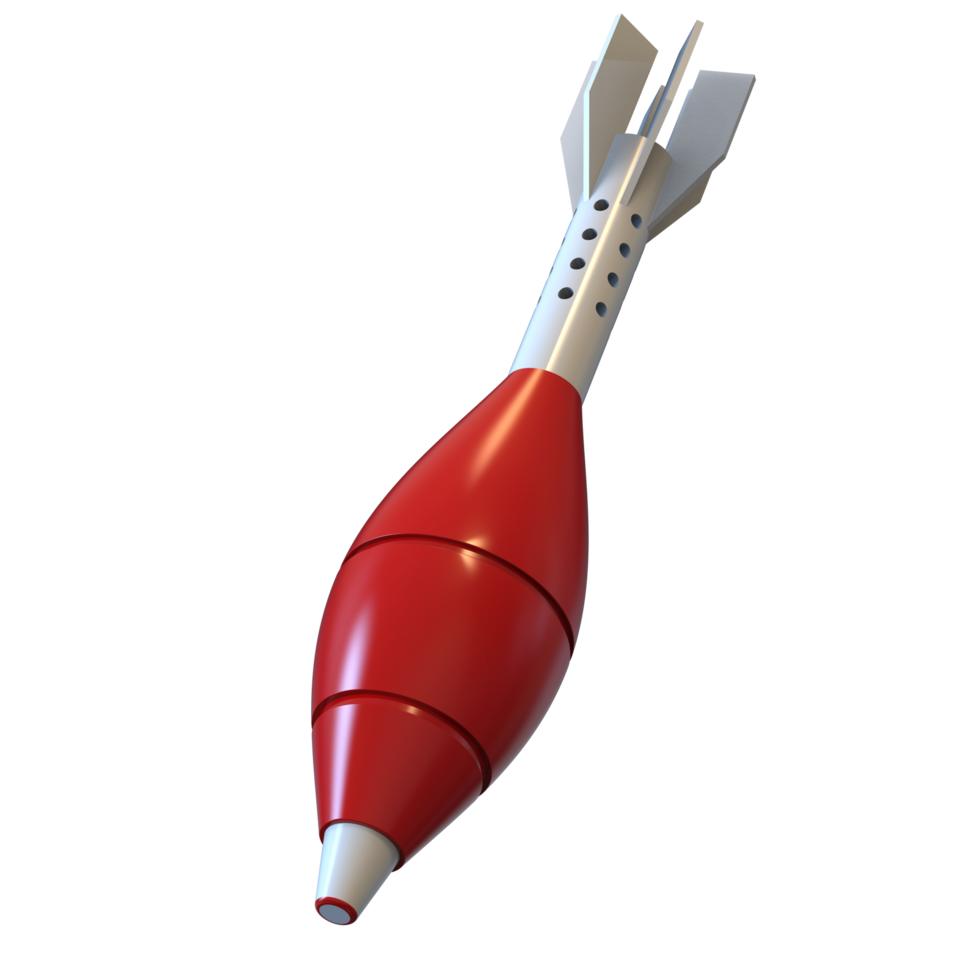 Mortar rocket explosive isolated on background. 3d rendering - illustration png