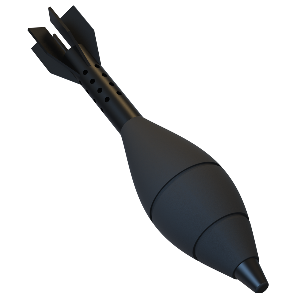 Mortar rocket explosive isolated on background. 3d rendering - illustration png