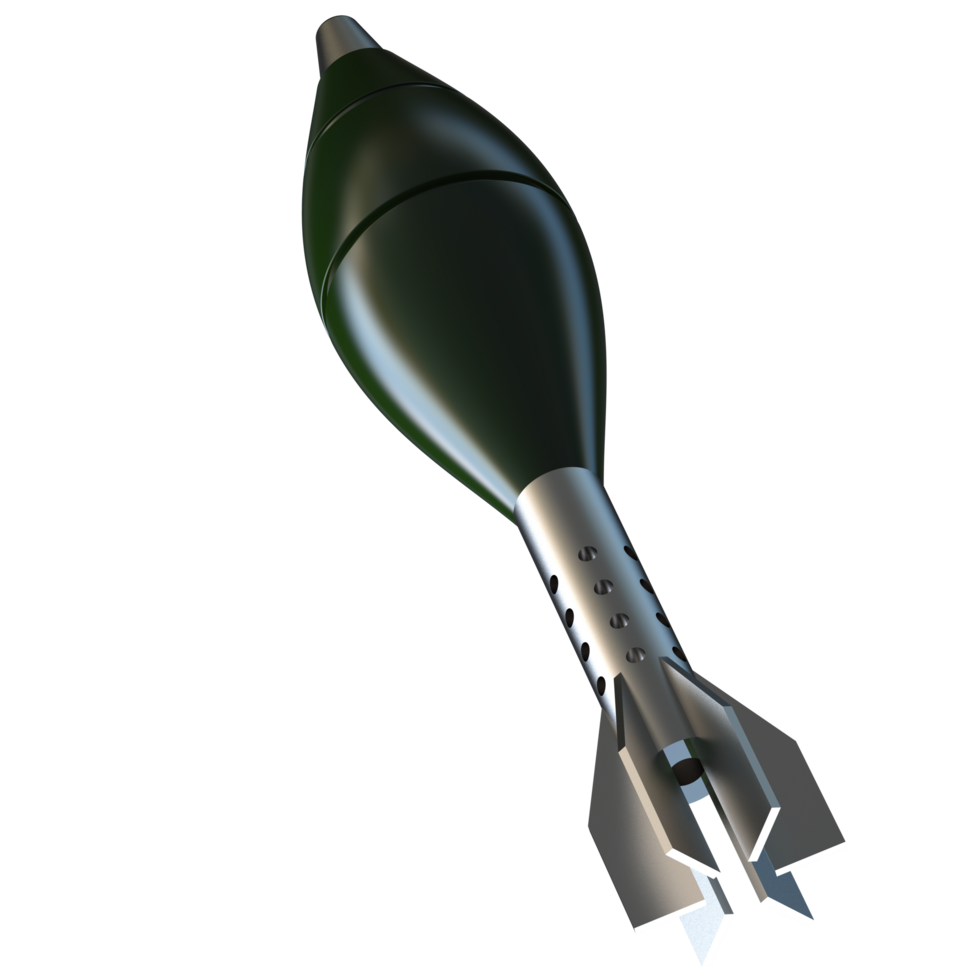 Mortar rocket explosive isolated on background. 3d rendering - illustration png