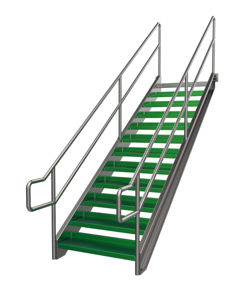 Metallic stairs isolated on background. 3d rendering - illustration png