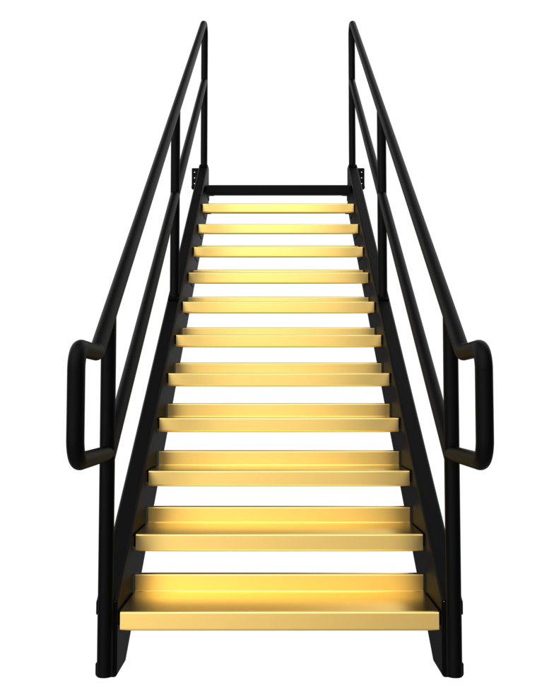 Metallic stairs isolated on background. 3d rendering - illustration png