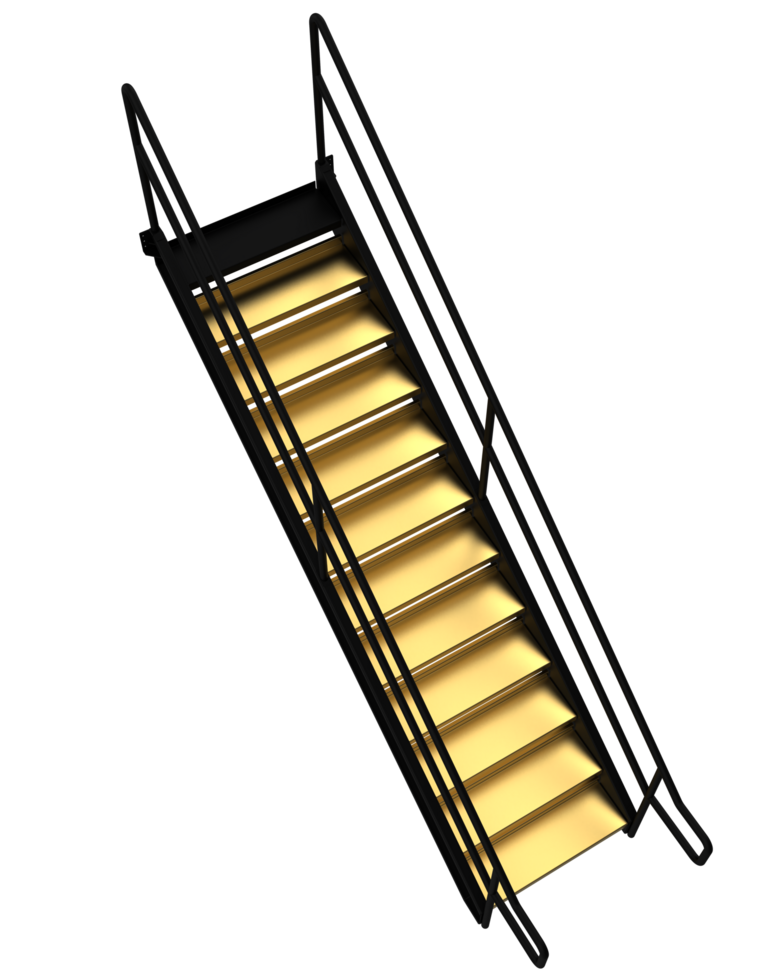 Metallic stairs isolated on background. 3d rendering - illustration png