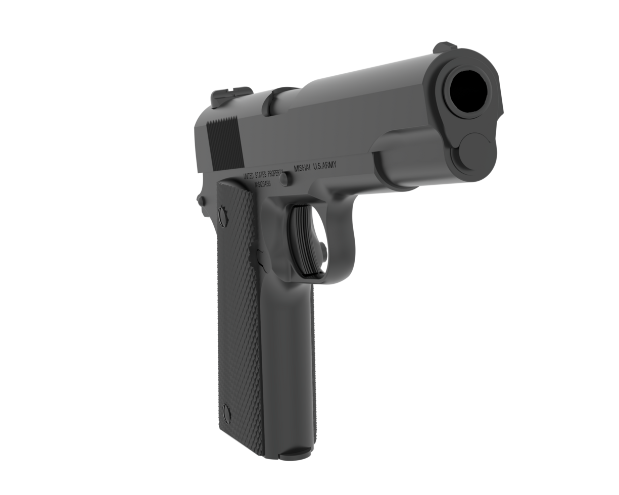 Pistol isolated on background. 3d rendering - illustration png