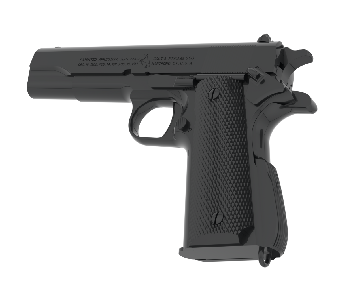Pistol isolated on background. 3d rendering - illustration png