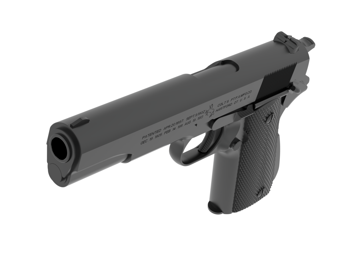 Pistol isolated on background. 3d rendering - illustration png
