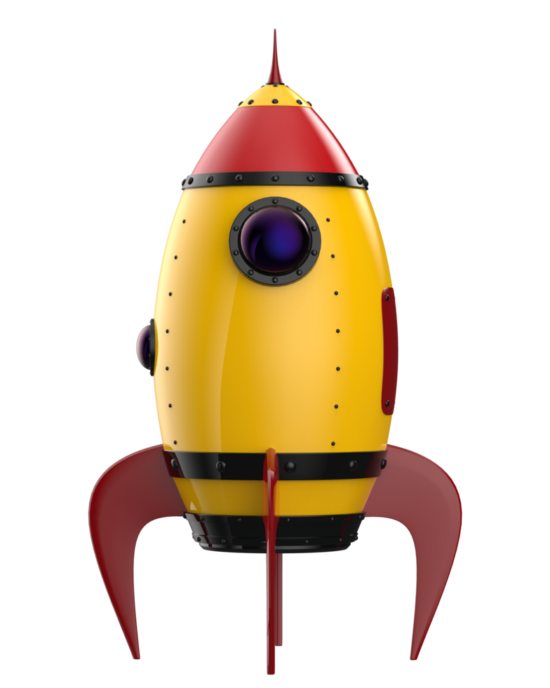 Rocket isolated on background. 3d rendering - illustration png
