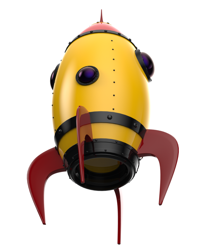 Rocket isolated on background. 3d rendering - illustration png