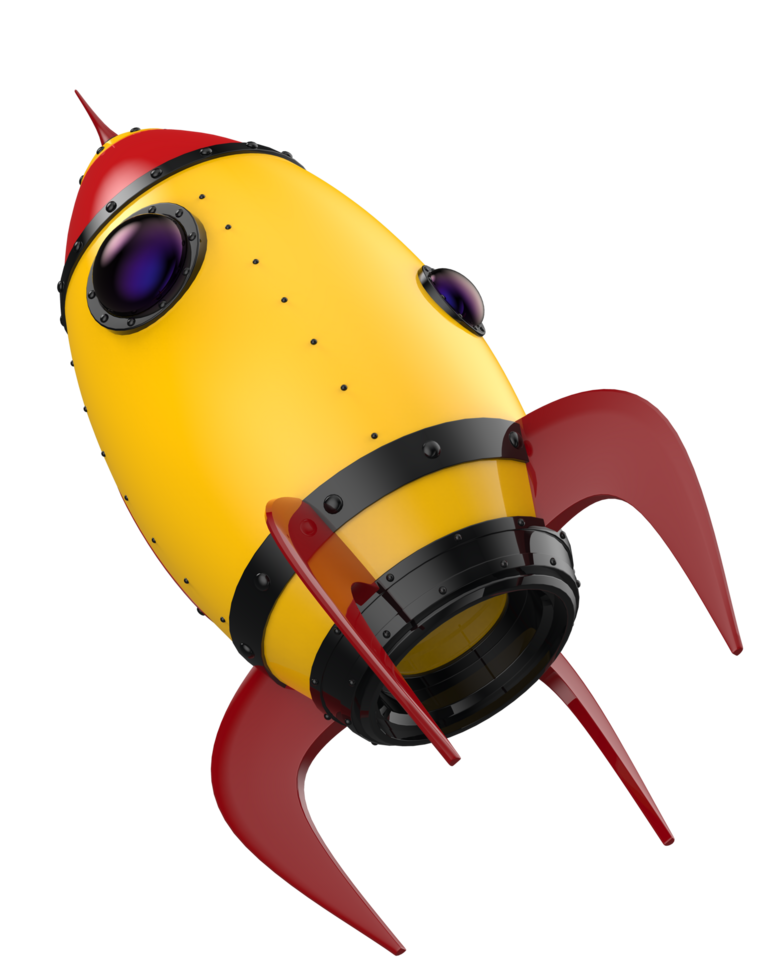 Rocket isolated on background. 3d rendering - illustration png