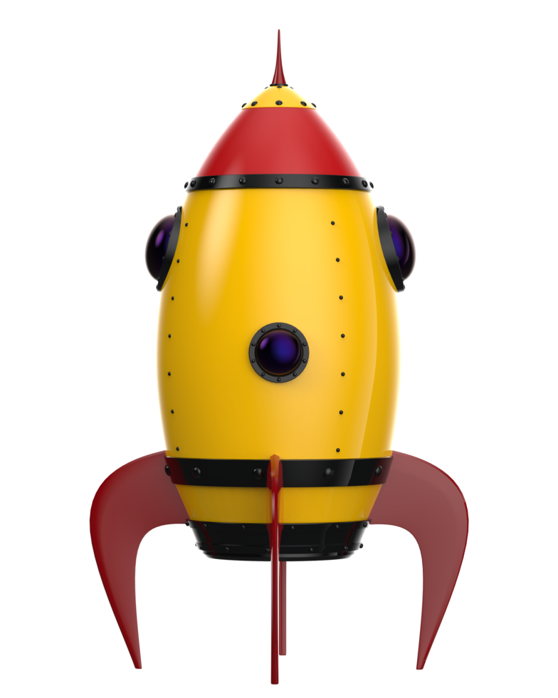 Rocket isolated on background. 3d rendering - illustration png