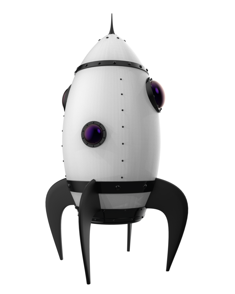 Rocket isolated on background. 3d rendering - illustration png