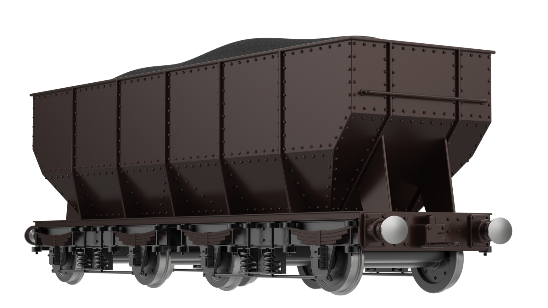 Train coal wagon scene isolated on background. 3d rendering - illustration png