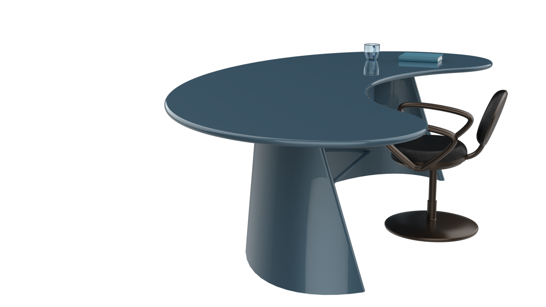 Office desk with left side view position, isolated on background. 3d rendering - illustration png