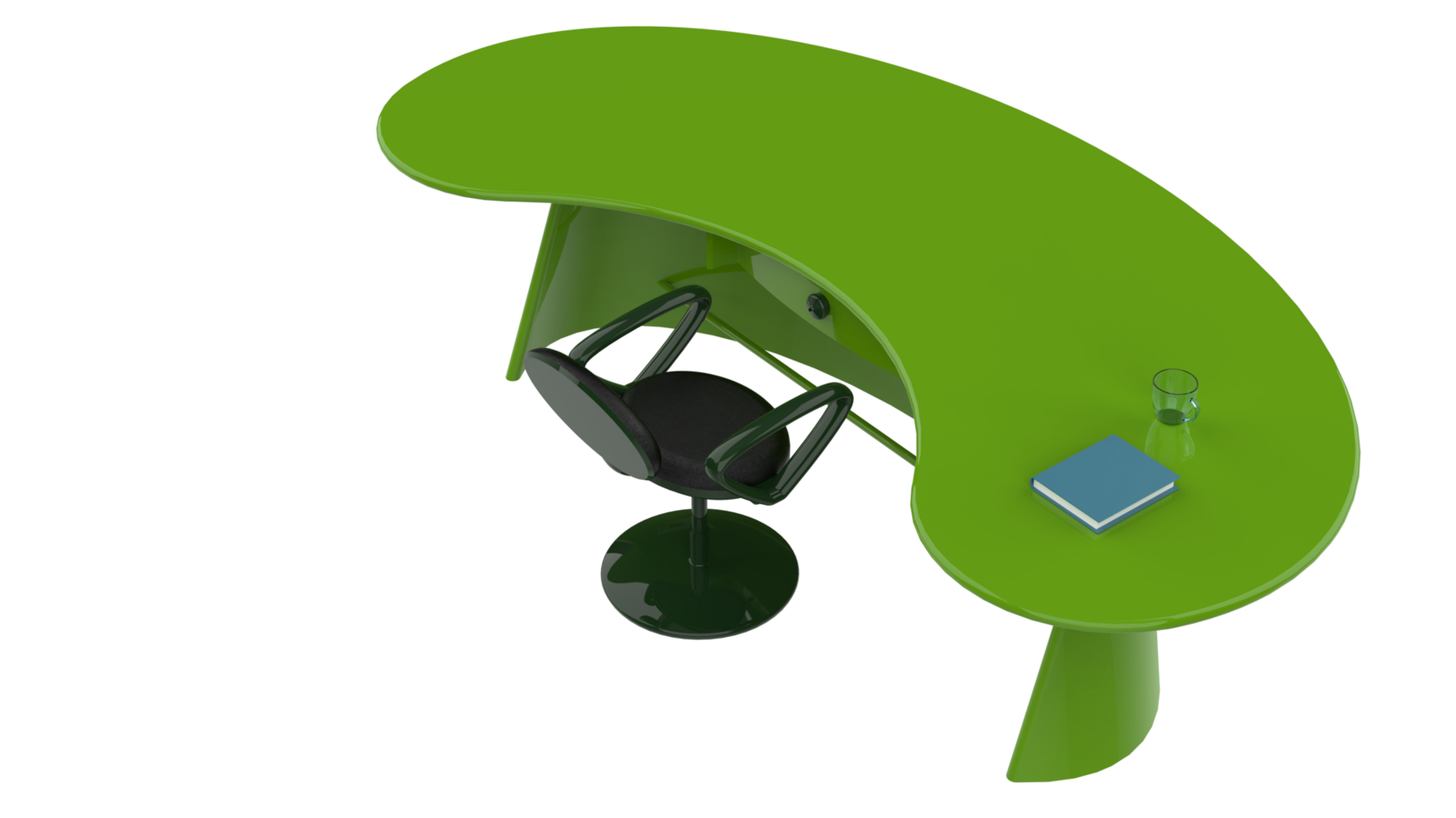Office desk with left side view position, isolated on background. 3d rendering - illustration png