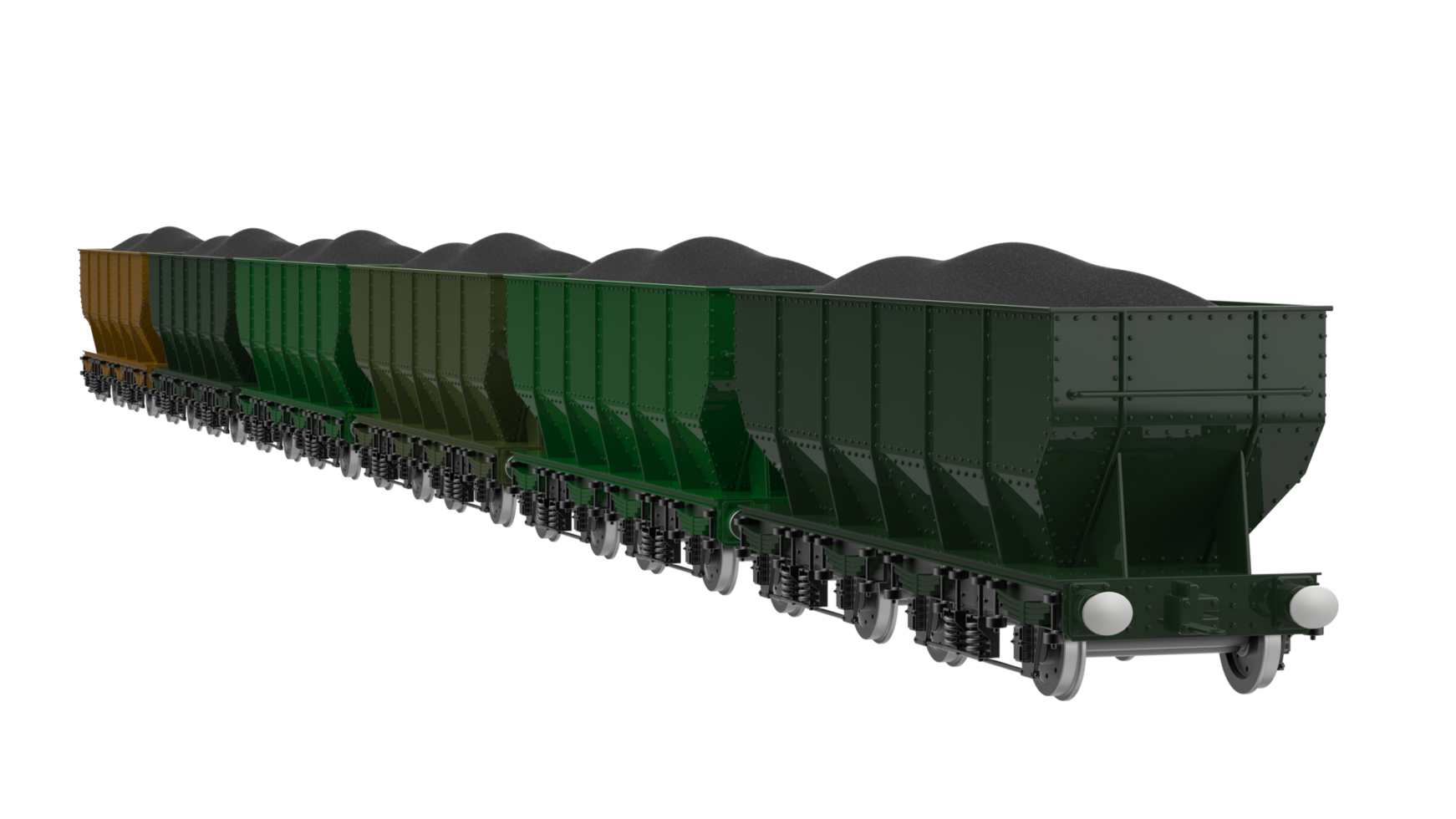 Train coal wagon scene isolated on background. 3d rendering - illustration png