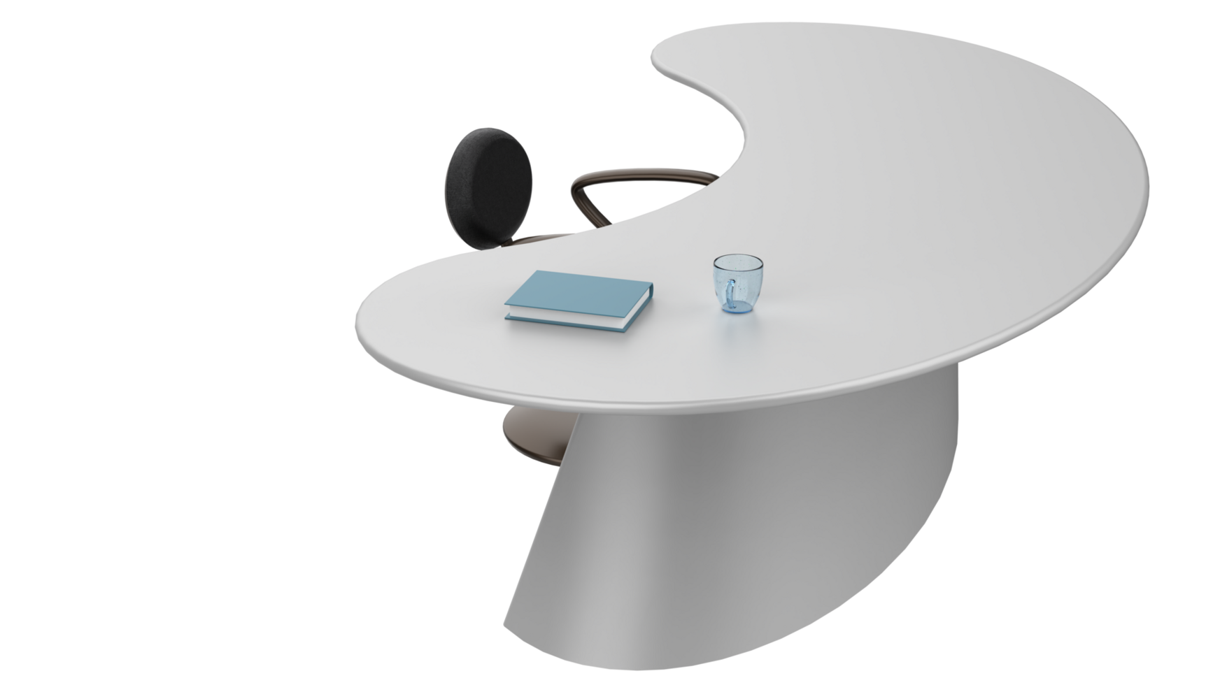 Office desk with left side view position, isolated on background. 3d rendering - illustration png