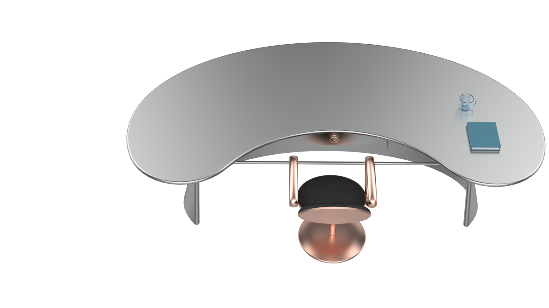 Office desk with left side view position, isolated on background. 3d rendering - illustration png