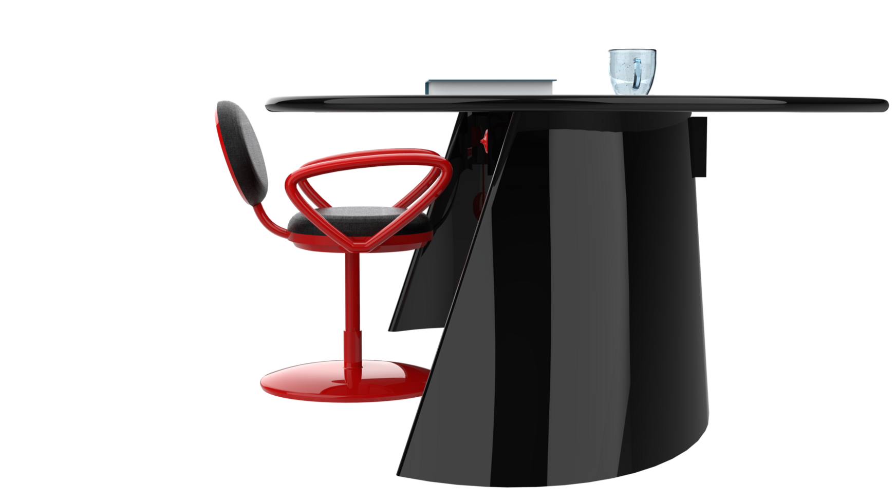 Office desk with left side view position, isolated on background. 3d rendering - illustration png