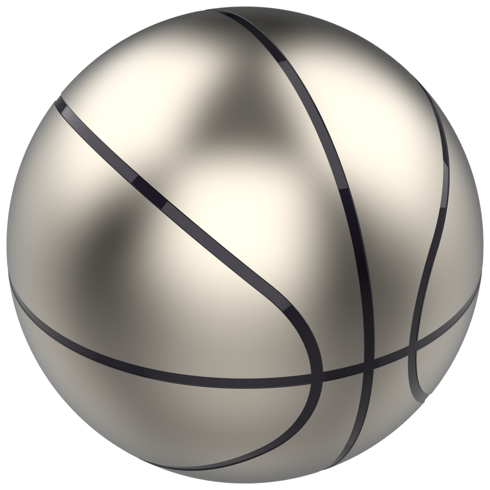 Basketball metallic ball isolated on background. 3d rendering - illustration png