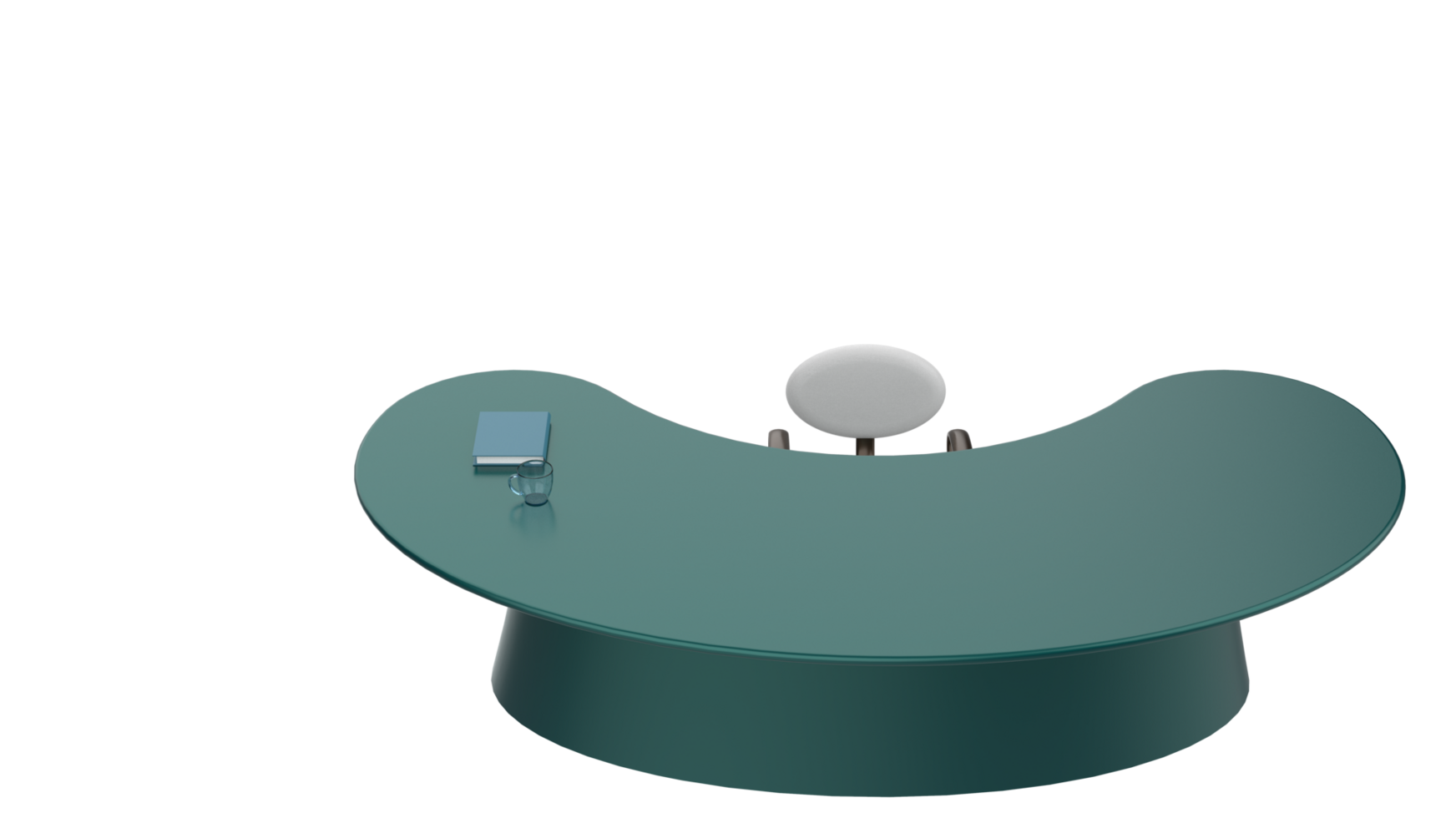 kontor skrivbord med vänster sida se placera, isolerat på bakgrund. 3d tolkning - illustration png