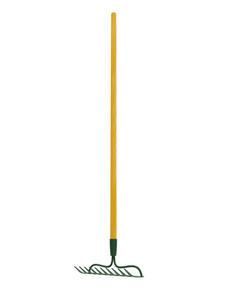 Rake isolated on background. 3d rendering - illustration png
