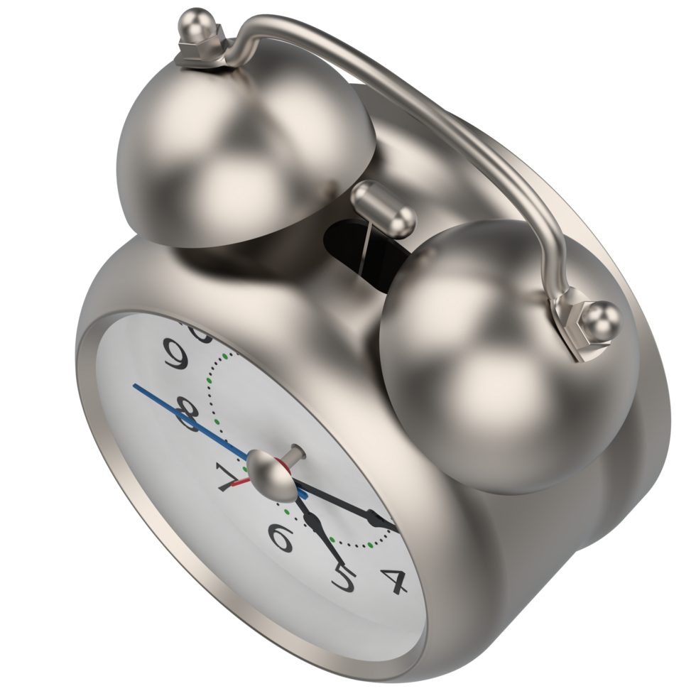 Alarm clock isolated background. 3d rendering - illustration png