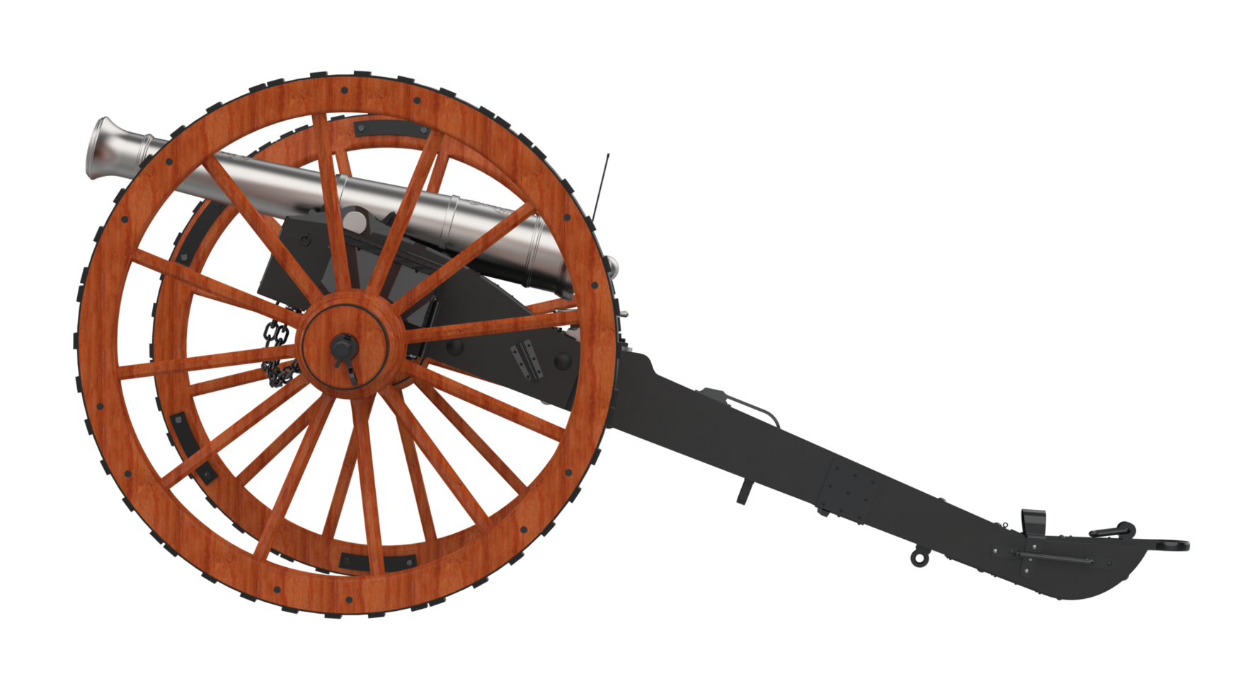 Old artillery cannon isolated on background. 3d rendering - illustration png