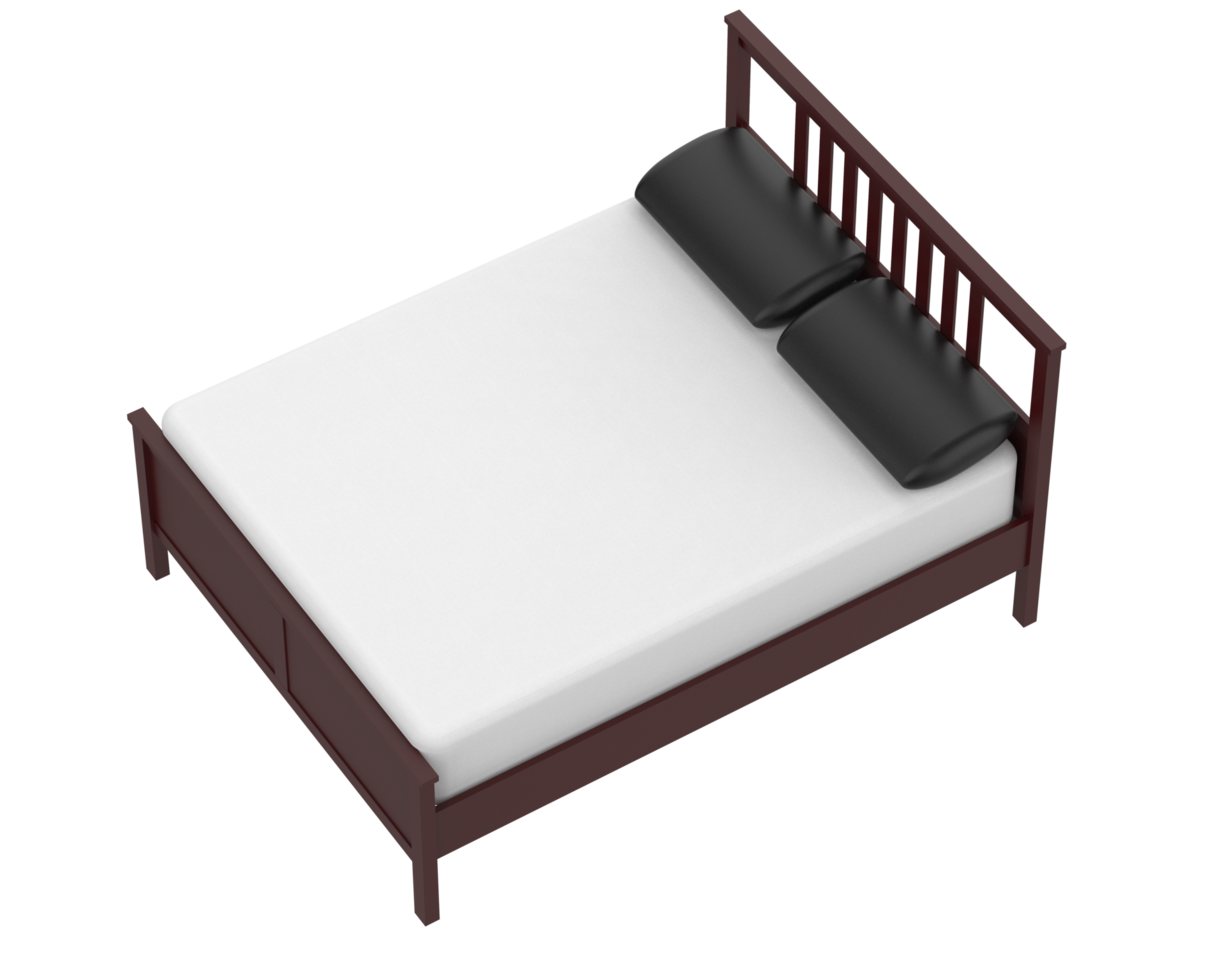 Modern bed isolated on background. 3d rendering - illustration png