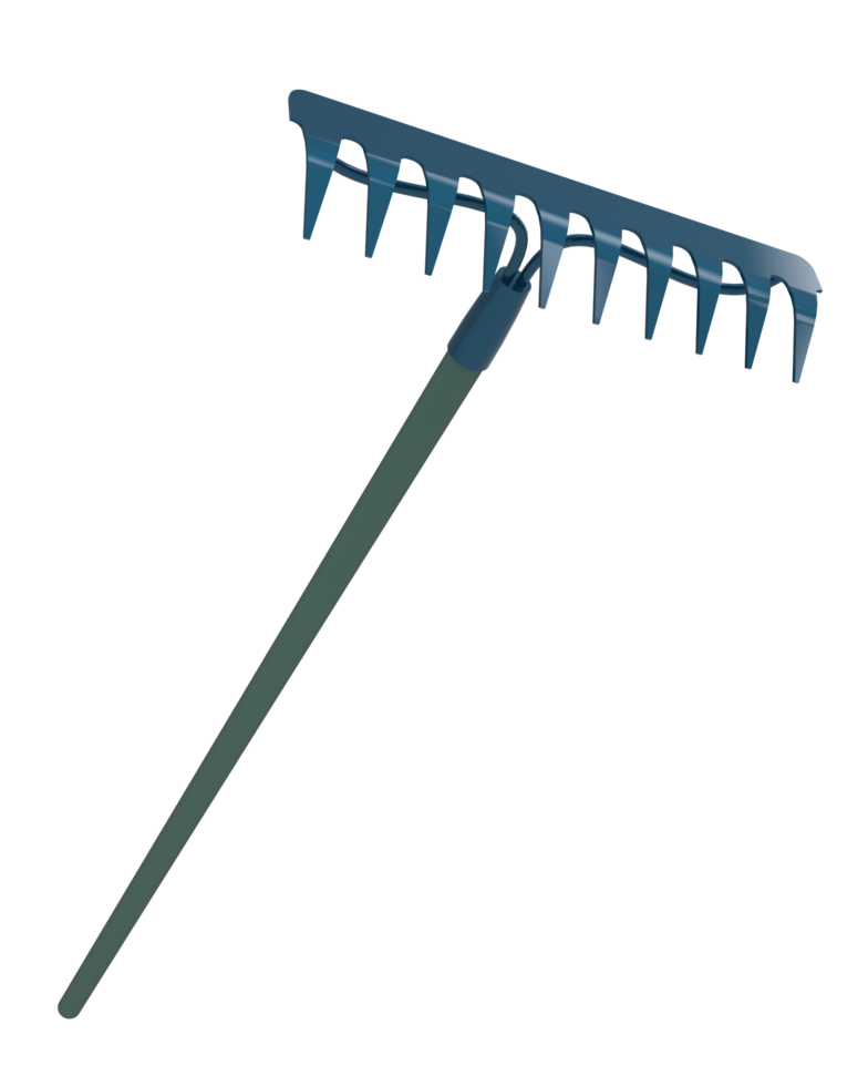 Rake isolated on background. 3d rendering - illustration png