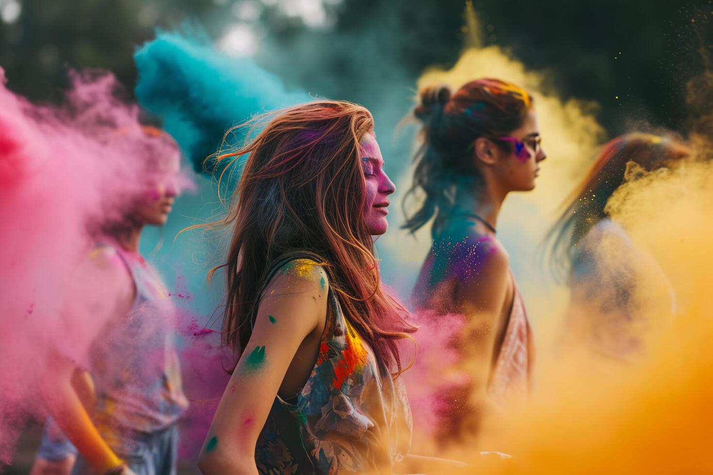 AI generated Vibrant Festivities Embracing the Colors of Indian Celebration photo