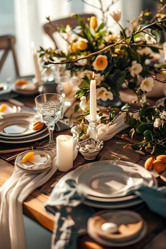 AI generated aster Elegance A Pastel Floral Affair at the Table photo