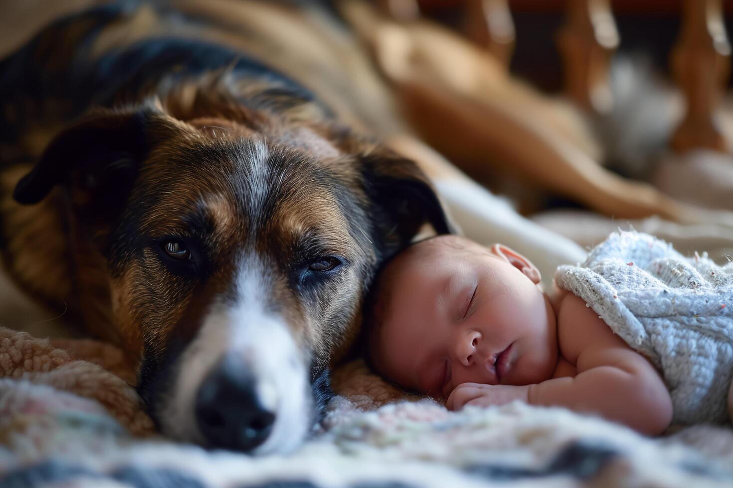 AI generated Childhood Bonds Heartwarming Connections with Furry Friends photo
