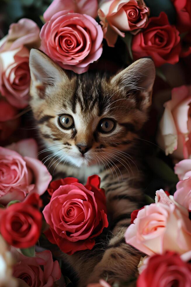 AI generated Cat Cupid Spreading Love with a Valentine's Heart photo