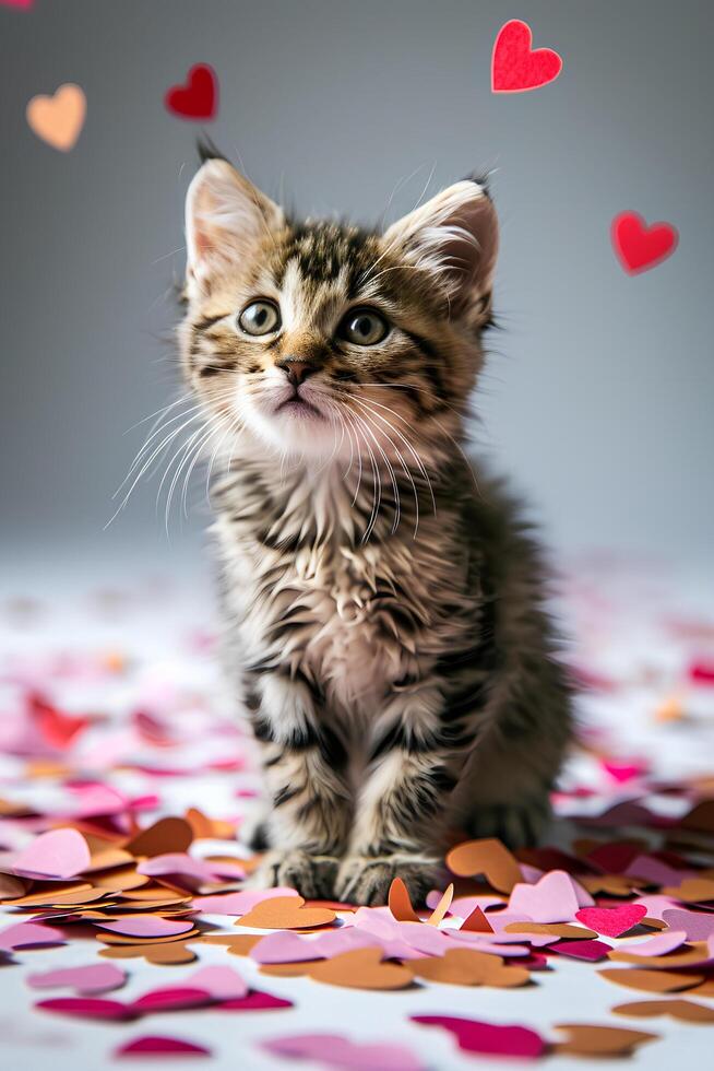 AI generated Furry Valentines Cats Creating Love-Infused Moments photo