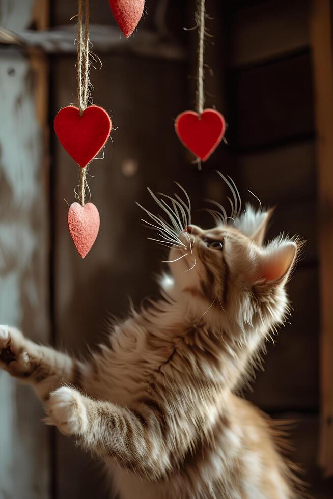 AI generated Furry Valentines Cats Creating Love-Infused Moments photo