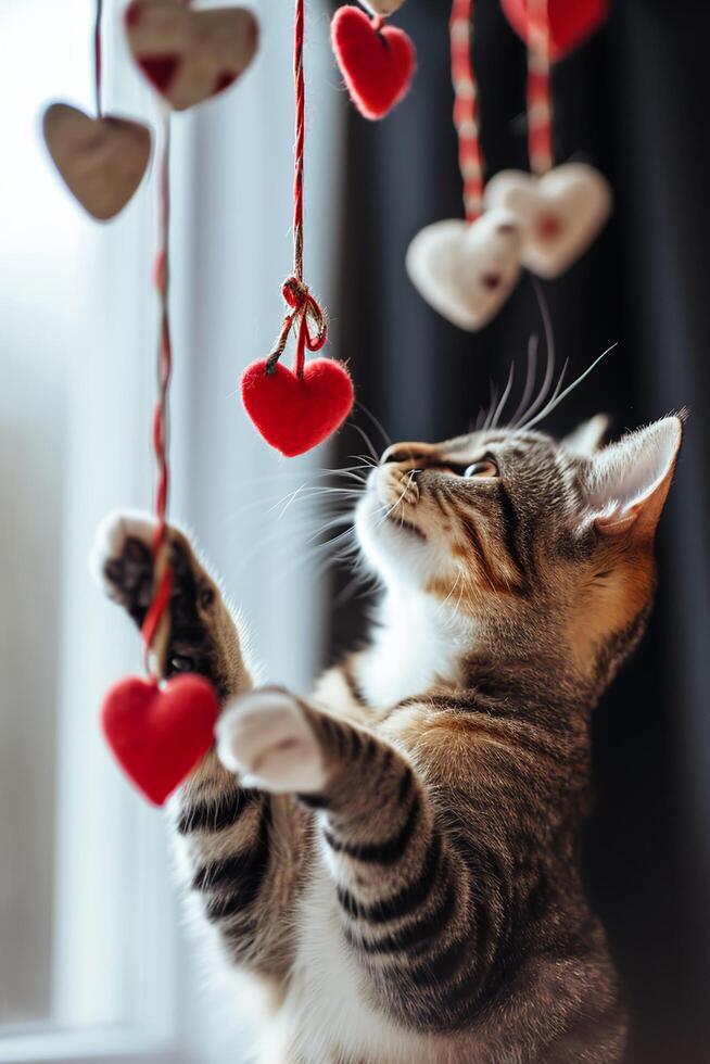 AI generated Furry Valentines Cats Creating Love-Infused Moments photo