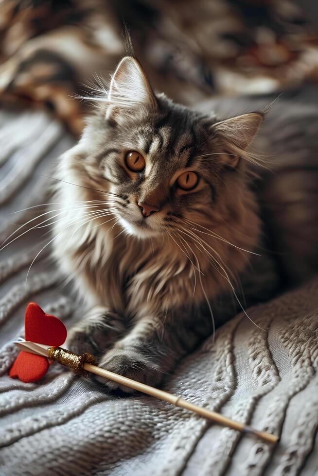 AI generated Cuddly Companions Cats Embracing Valentine's Affection photo