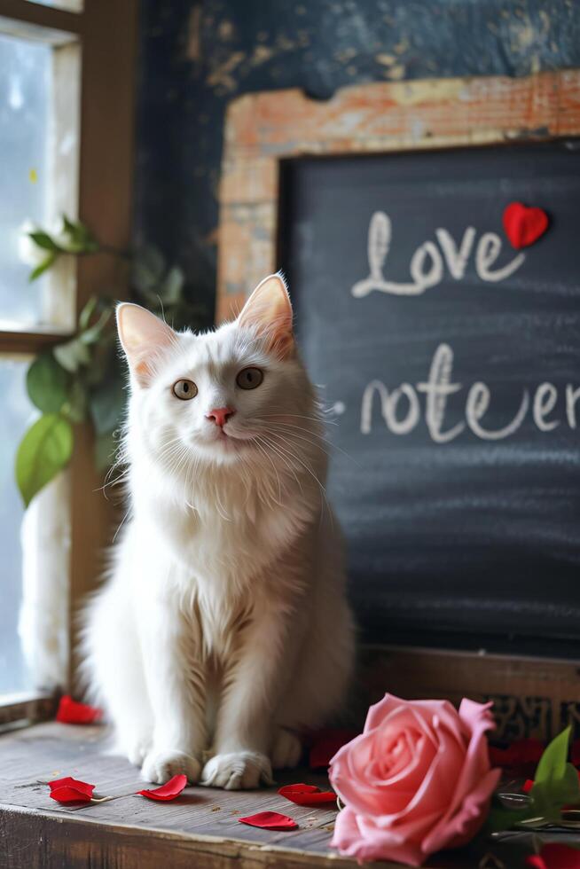 AI generated Cuddly Companions Cats Embracing Valentine's Affection photo
