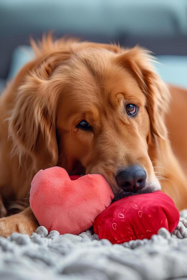 AI generated Puppy Love Canine Affection in Valentine's Hearts photo