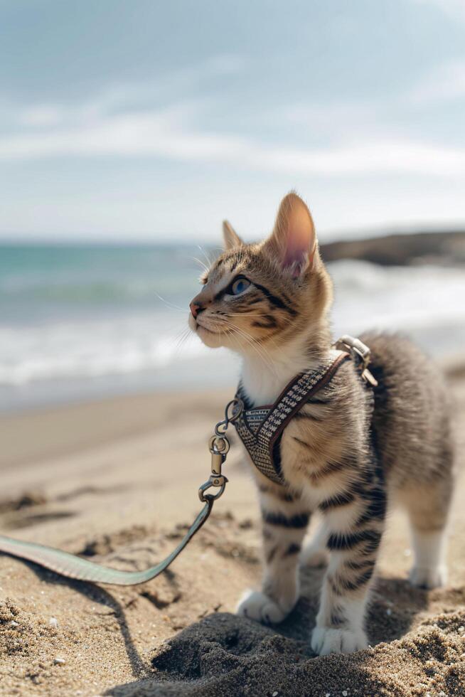 AI generated Sands of Joy Happy Pets frolicking on the Beach photo