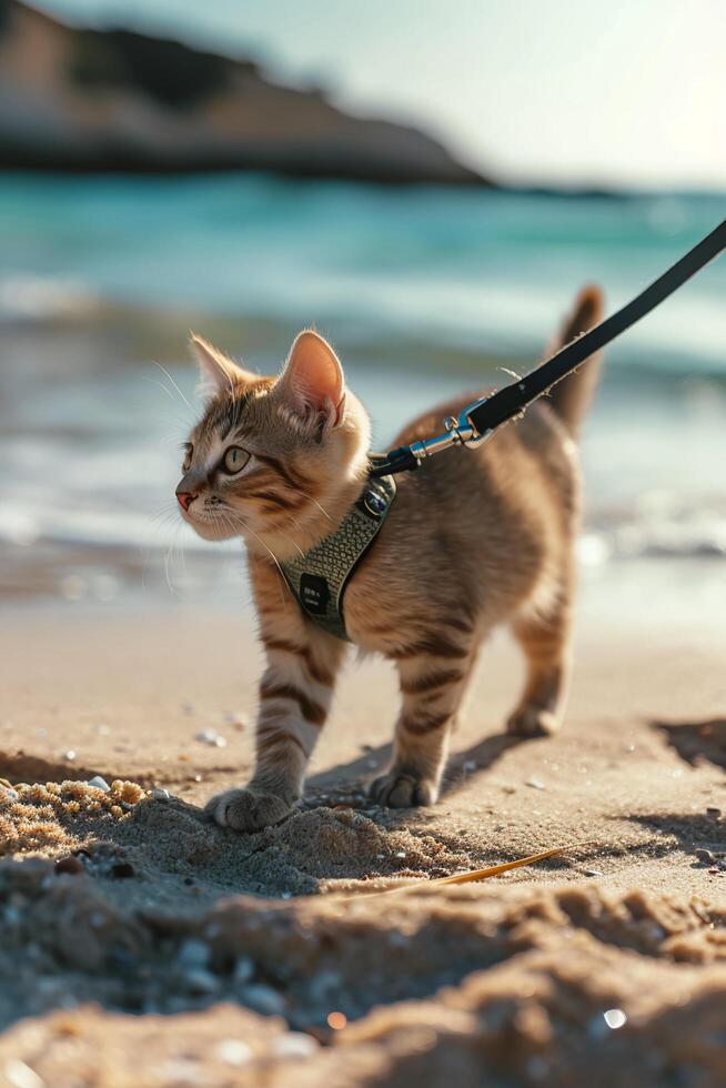 AI generated Sands of Joy Happy Pets frolicking on the Beach photo