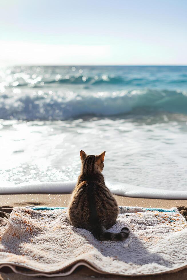 AI generated Sands of Joy Happy Pets frolicking on the Beach photo