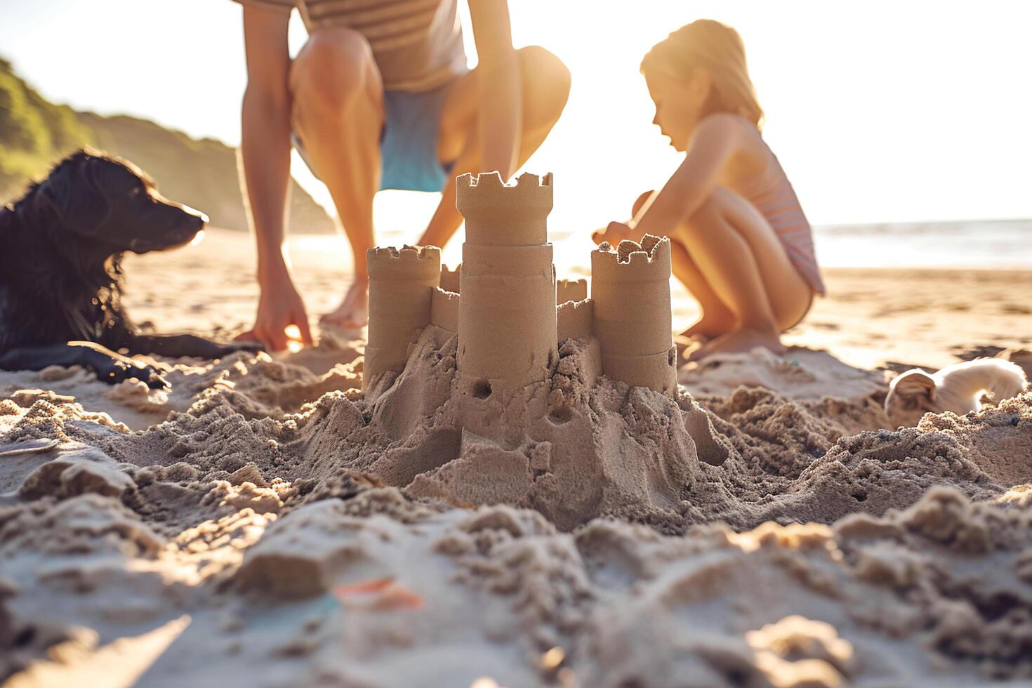 AI generated Sands of Joy Happy Pets frolicking on the Beach photo