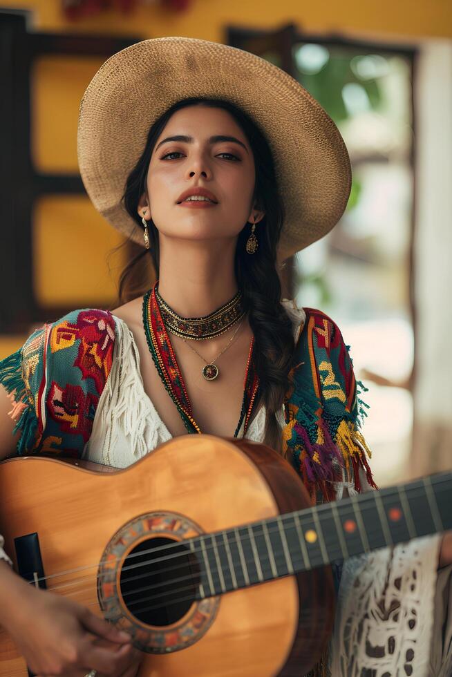 ai generado de inspiración folklórica resplandor abrazando mexicano belleza tradiciones foto