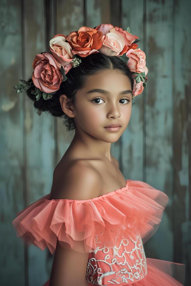 AI generated Cultural Elegance Exploring Beauty in Mexican Folk Style photo