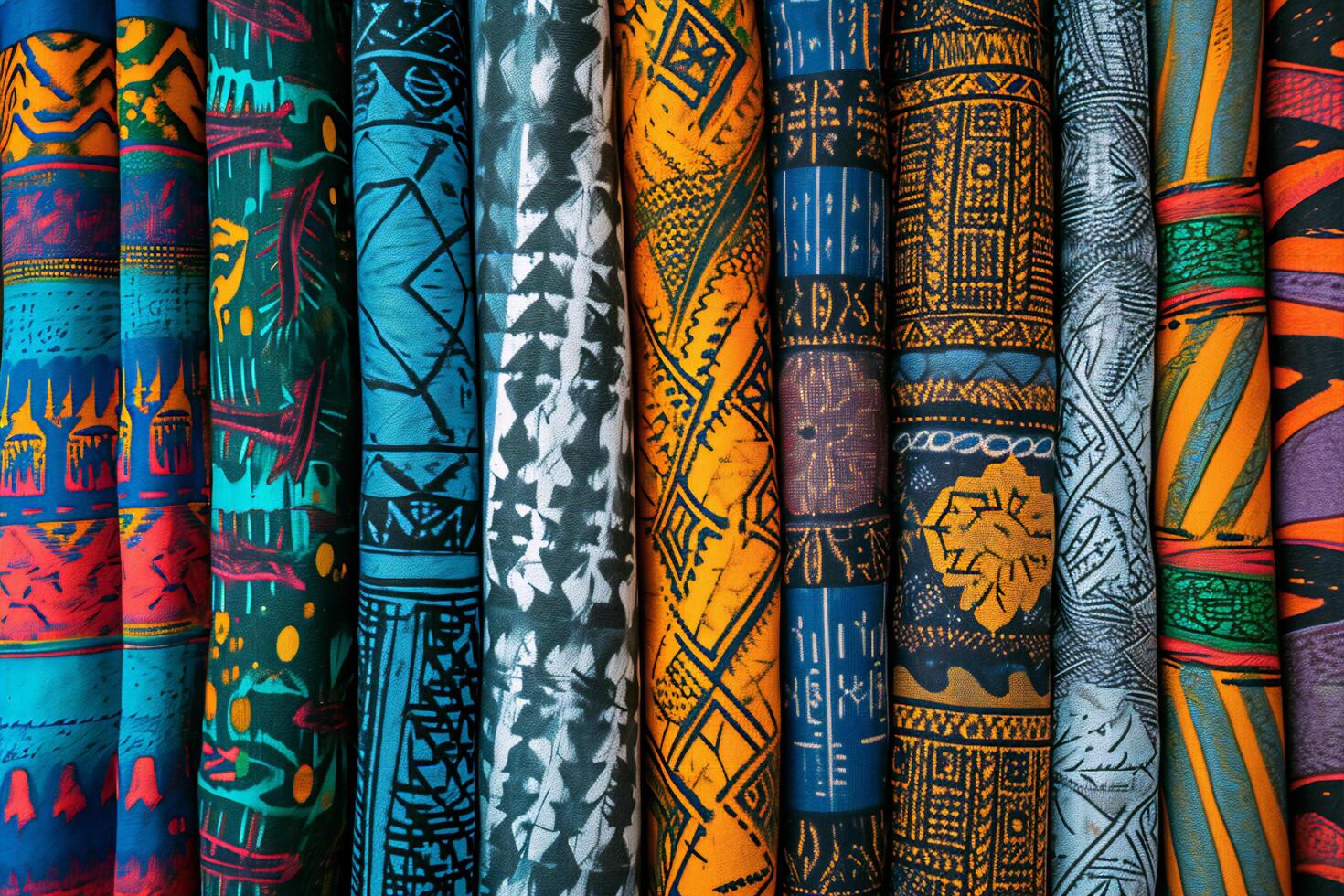 AI generated Ethnic Opulence Maximalist Splendor in Richly Colored Textile Patterns photo