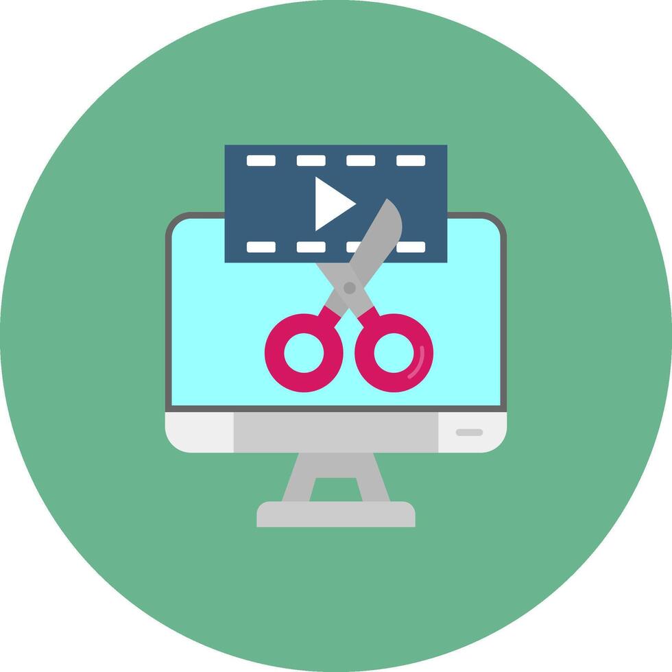 Video editor Flat Circle Icon vector