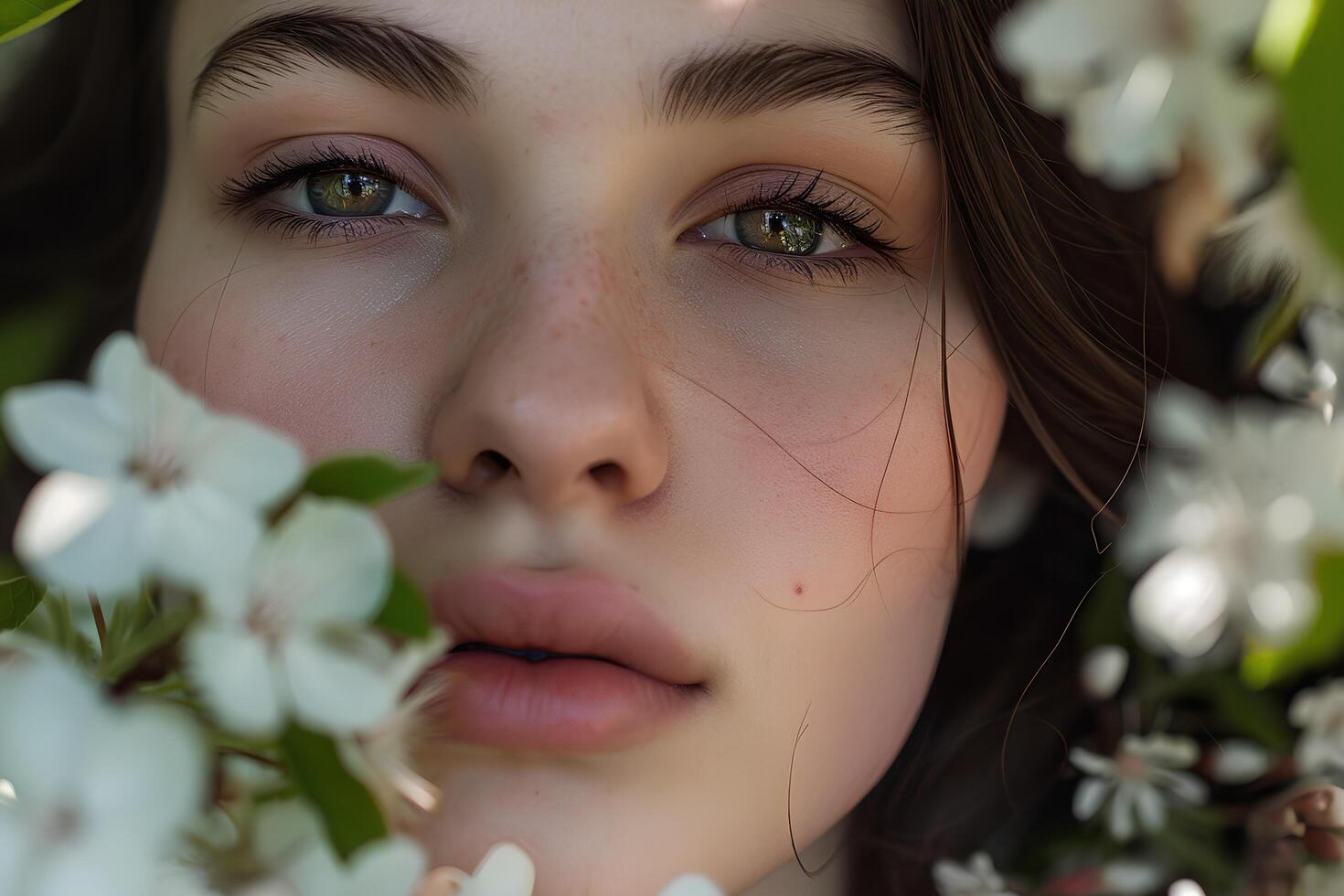 AI generated Spring Glow A Beautiful Woman's Self-Care Routine with Natural Makeup photo