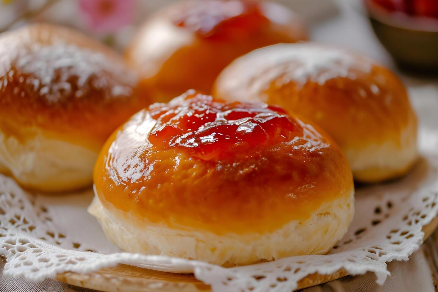 AI generated Culinary Heritage Elegant Folk Presentation of Traditional Russian Dessert photo