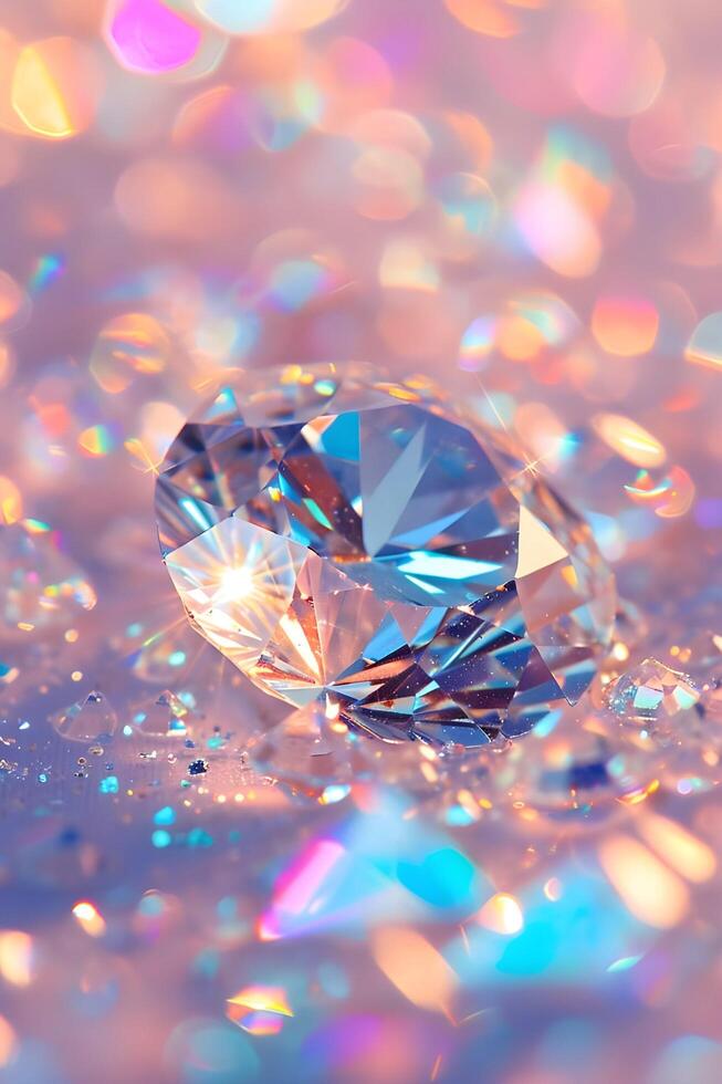 AI generated Chic Brilliance Glittering Gemstones in a Shimmering Core Background photo